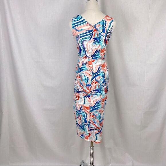 Tahari ASL Sleeveless Sheath Dress Midi Multicolor Geometric Print Sz 6 New - Picture 11 of 12